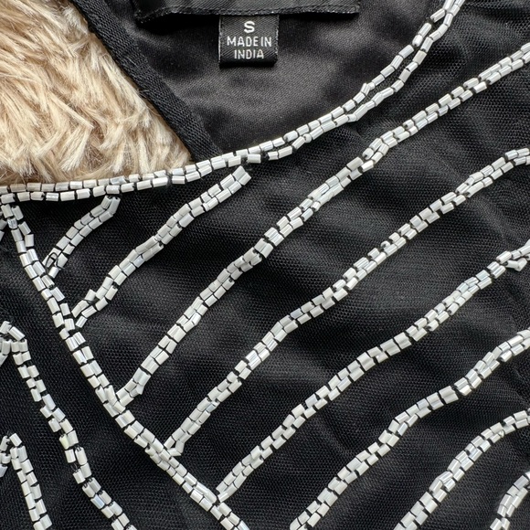 Aidan Mattox Black and Silver Beaded Blouse - Picture 9 of 14